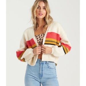 Billabong Cream Cardigan with Red and Orange Stripes